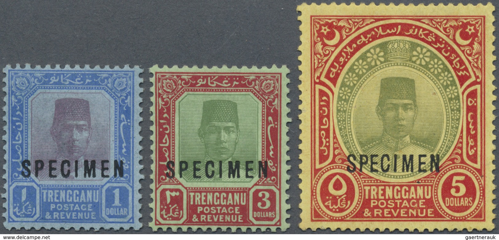 * Malaiische Staaten - Trengganu: 1921, Sultan Suleiman With Mult. Crown CA Wmk. Complete Set Of Three - Trengganu