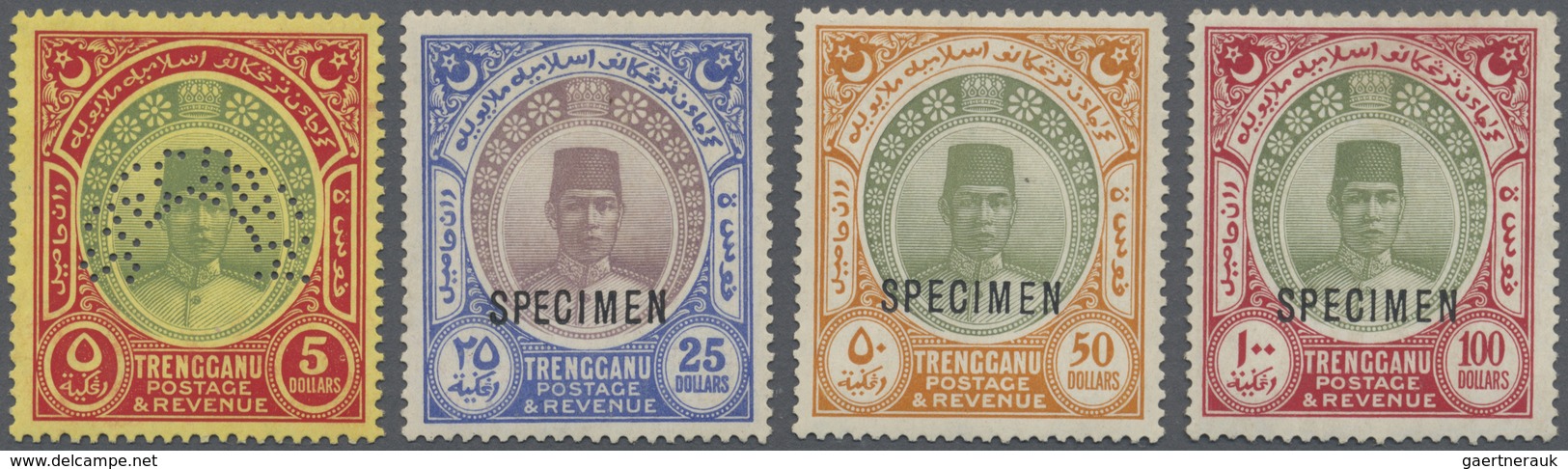 * Malaiische Staaten - Trengganu: 1921/1938, Sultan Suleiman With Mult. Script CA Wmk. Complete Set Of - Trengganu