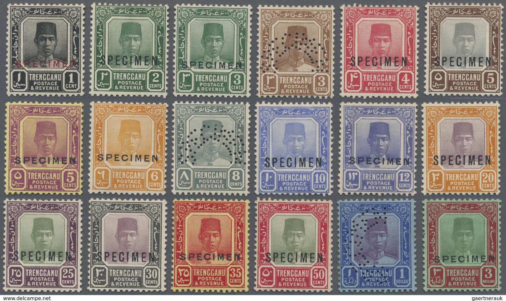 * Malaiische Staaten - Trengganu: 1921/1938, Sultan Suleiman With Mult. Script CA Wmk. Complete Set Of - Trengganu