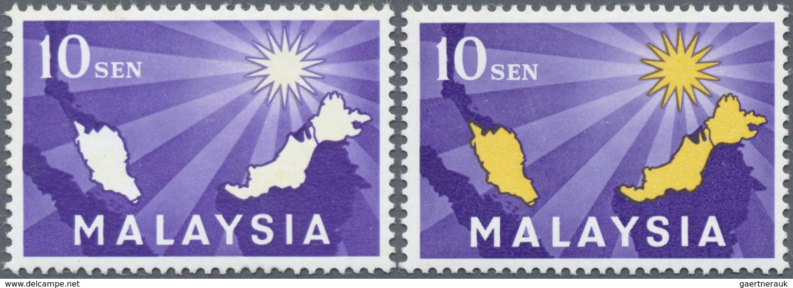 ** Malaysia: 1963, Inauguration Of Federation 10s. With YELLOW OMITTED (map Of Malaysia) With Normal St - Malaysia (1964-...)