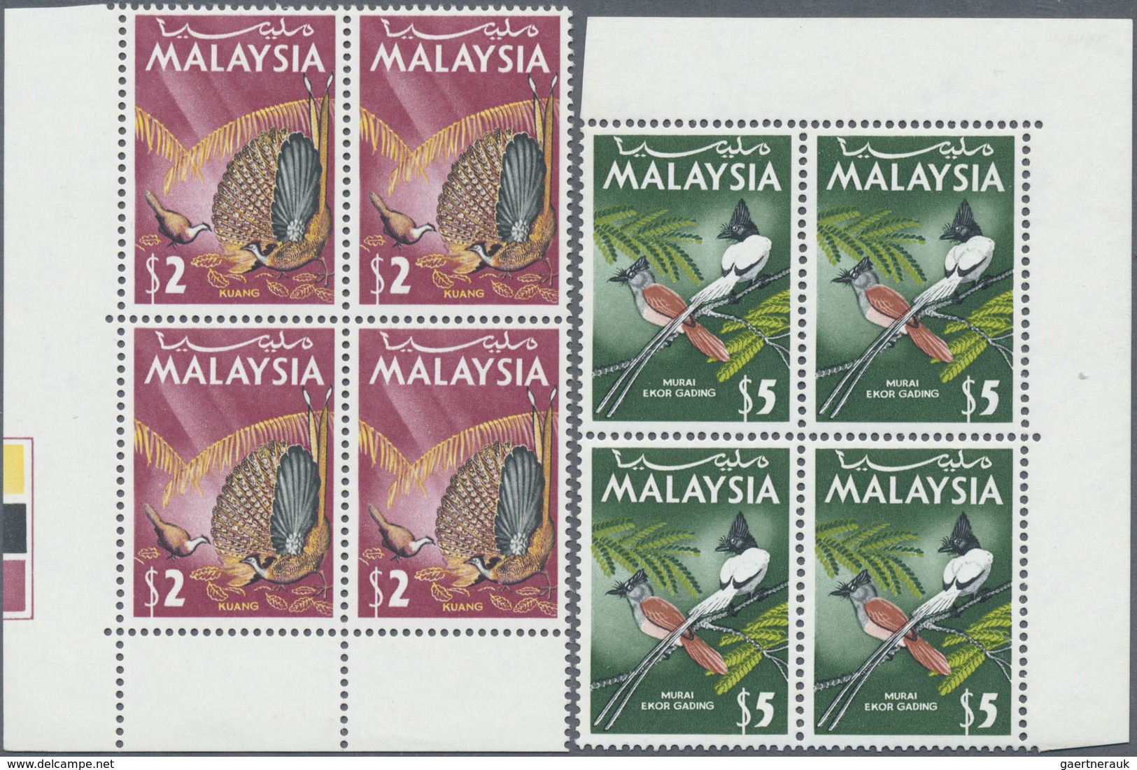 ** Malaysia: 1965, Birds Five Different Values (30c., 50c. And $1 To $5) With INVERTED WATERMARKS In Bl - Malaysia (1964-...)