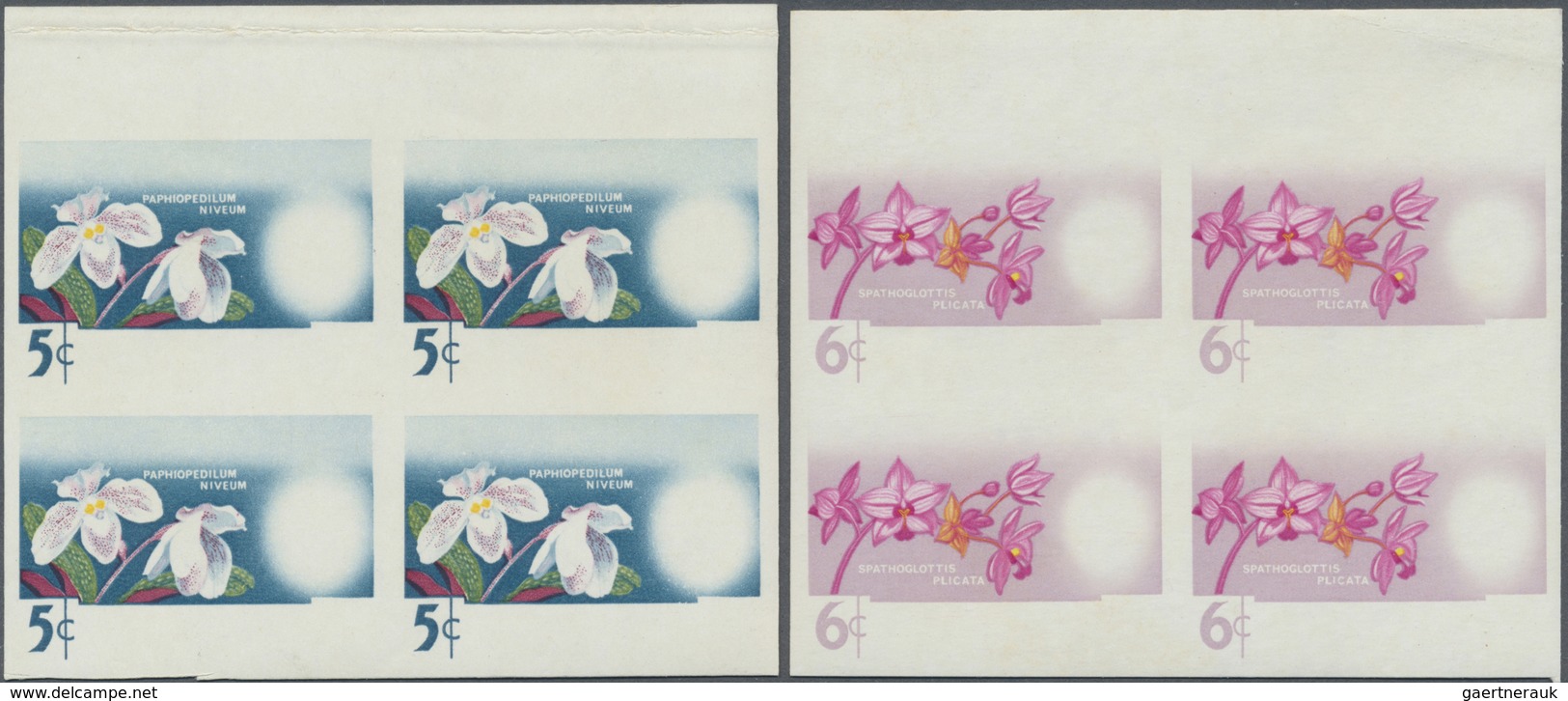 ** Malaysia: 1965, Orchids Set Of Seven For The Different Malayan States With BLACK OMITTED (country Na - Malaysia (1964-...)