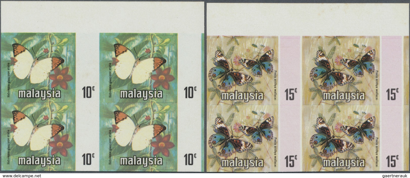 ** Malaysia: 1971, Butterflies Set Of Seven For The Different Malayan States With BLACK OMITTED (countr - Malaysia (1964-...)