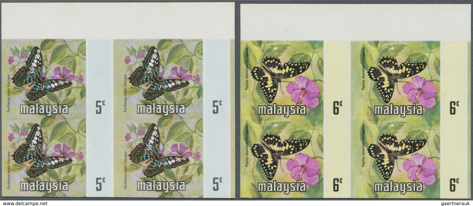 ** Malaysia: 1971, Butterflies Set Of Seven For The Different Malayan States With BLACK OMITTED (countr - Malaysia (1964-...)