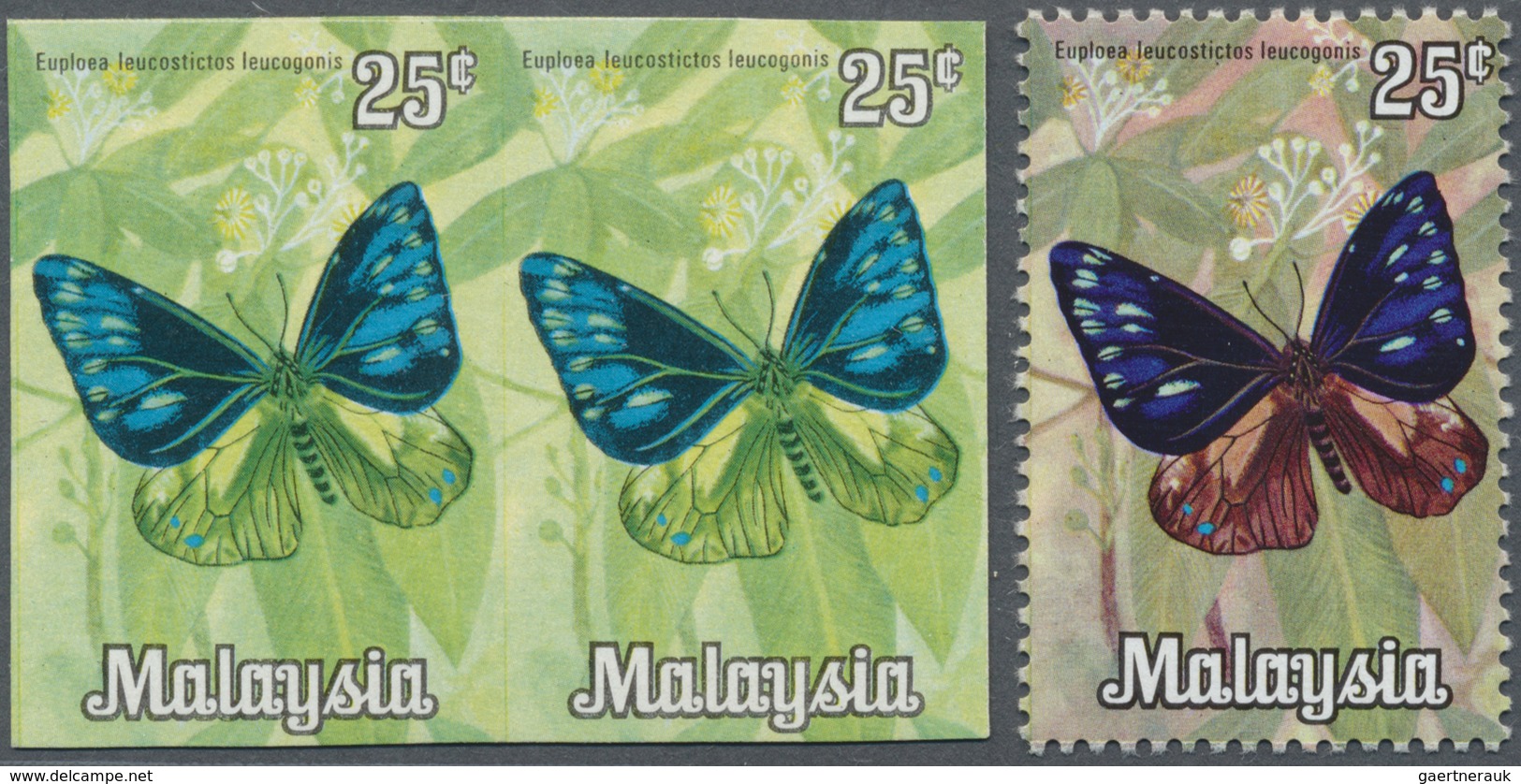 ** Malaysia: 1970, Butterflies 25c. 'Euploea Leucostictos Leucogonis' Horizontal Imperforate PROGRESSIV - Maleisië (1964-...)