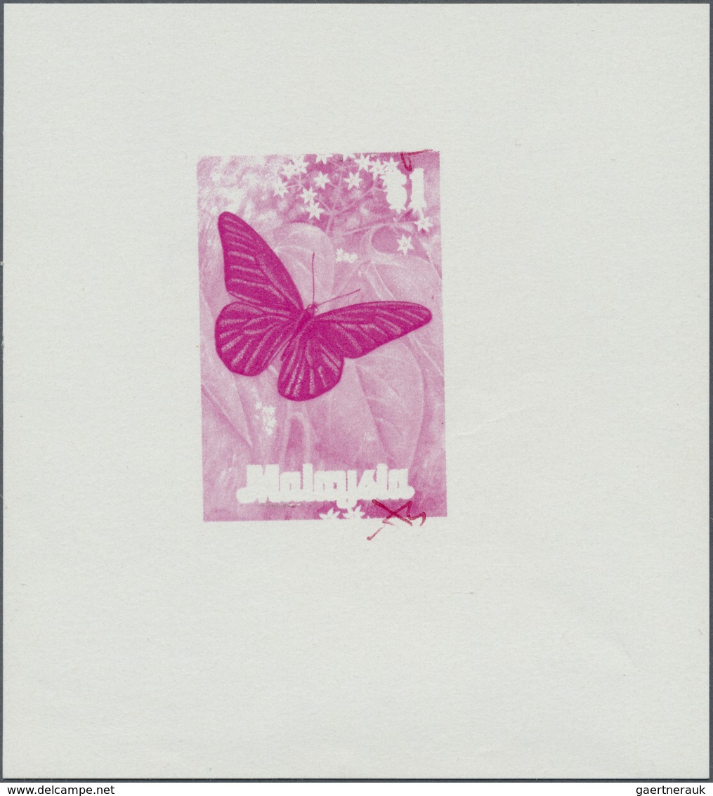 ** Malaysia: 1970, Butterflies $1 'Appias Nero Figulina' Horizontal Imperforate PROGRESSIVE PROOF Pair - Maleisië (1964-...)