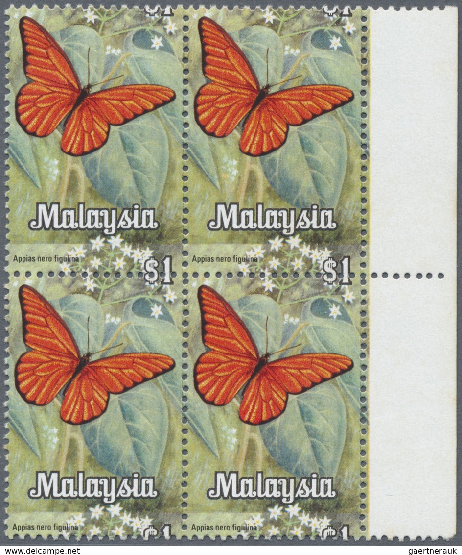 ** Malaysia: 1970, Butterflies $1 'Appias Nero Figulina' Block Of Four (Harrison Ptg.) From Right Margi - Maleisië (1964-...)