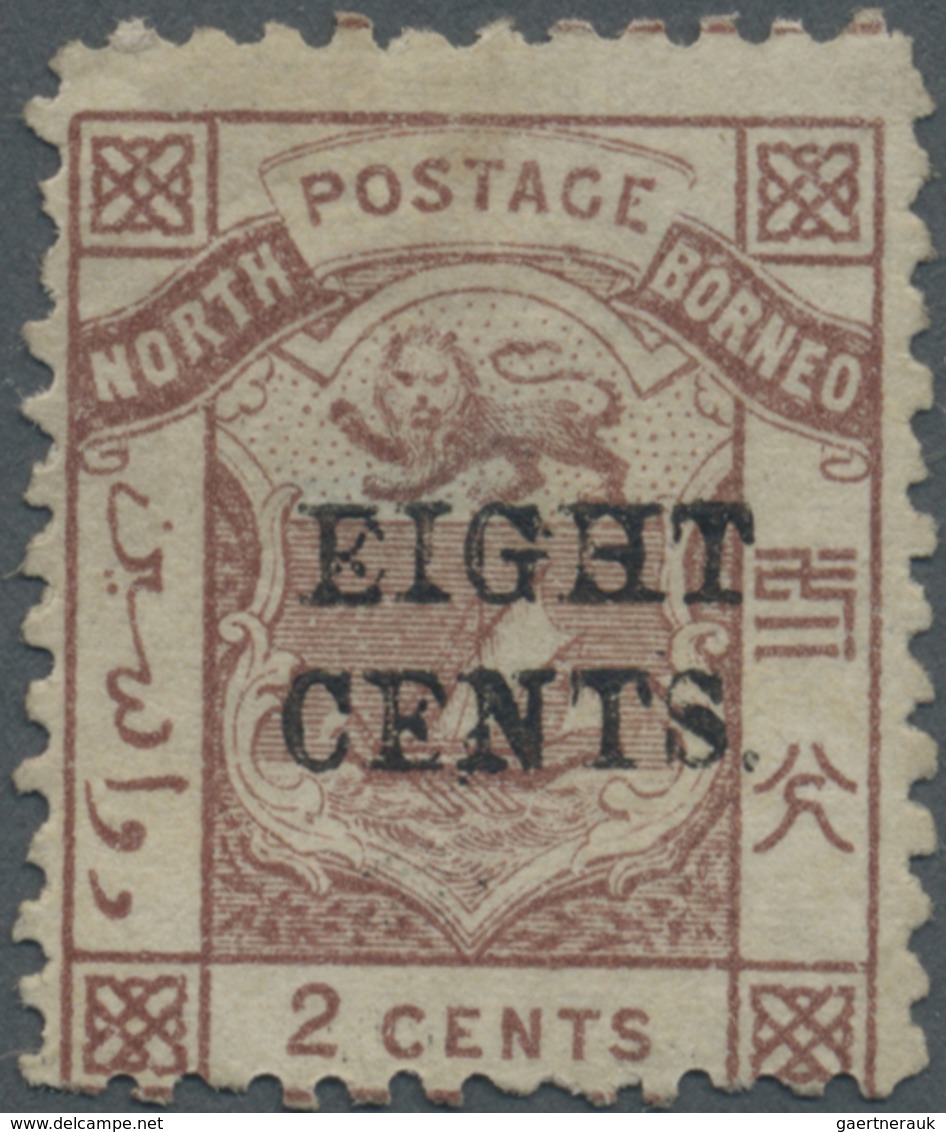 * Nordborneo: 1883, Coat Of Arms 2c. Red-brown Surcharged 'EIGHT CENTS' (horiz.) Mint Hinged, Scarce S - North Borneo (...-1963)