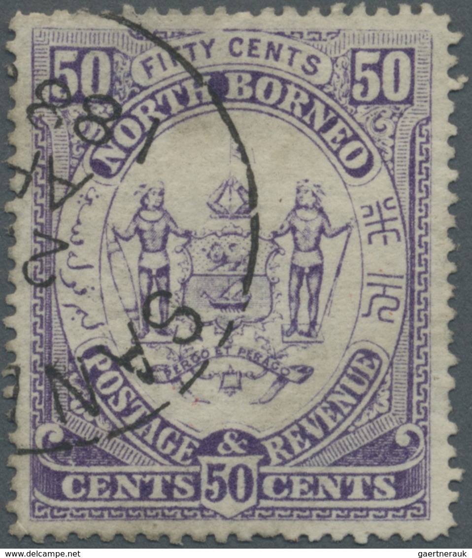 O Nordborneo: 1883, Coat Of Arms 50c. Violet Fine Used With Part SAN(dakan) Cds., SG. £ 275 - North Borneo (...-1963)