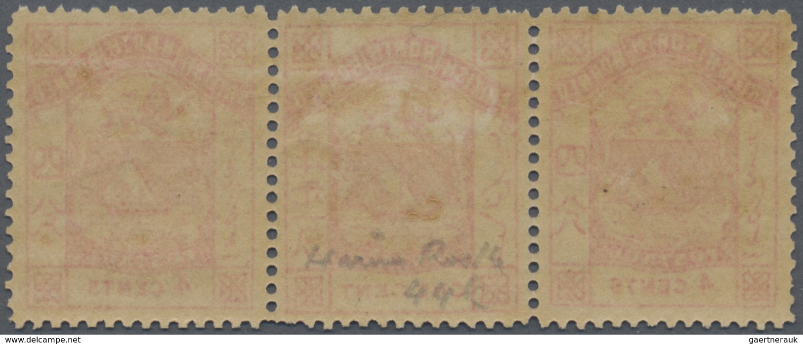 * Nordborneo: 1886-87 ERROR 1c. Pink As Center Stamp Along With Normal Stamps 4c. Pink In Strip Of Thr - North Borneo (...-1963)