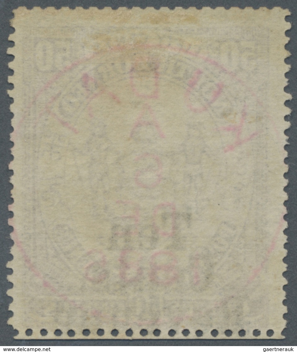 O Nordborneo: 1886 REVENUE 10c. On 50c. Violet Showing Variety "Inverted "L" For First "F" In FIFTY", - Noord Borneo (...-1963)