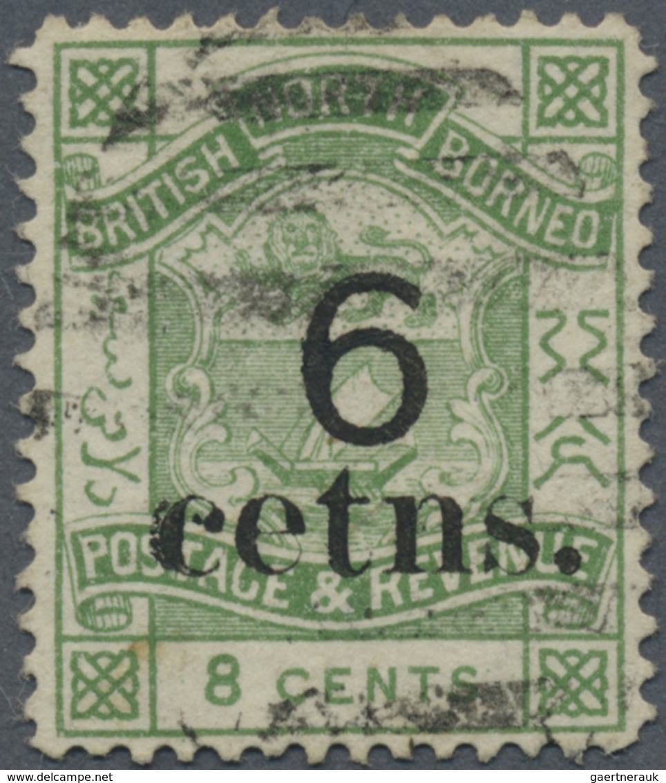 O Nordborneo: 1891, Coat Of Arms 8c. Yellow-green (Postage&Revenue) Surcharged In Black '6 Cents.' Wit - Noord Borneo (...-1963)