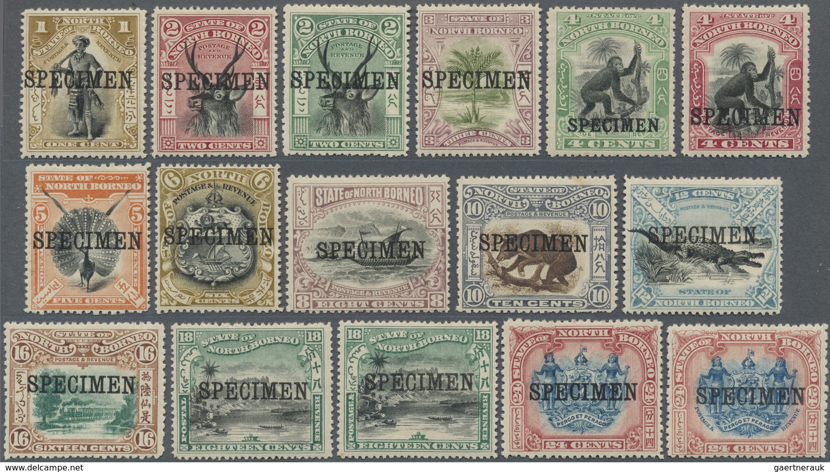 * Nordborneo: 1897/1902, Pictorial Definitives Complete Set Of 16 Incl. The Two Corrected Stamps 18c. - North Borneo (...-1963)