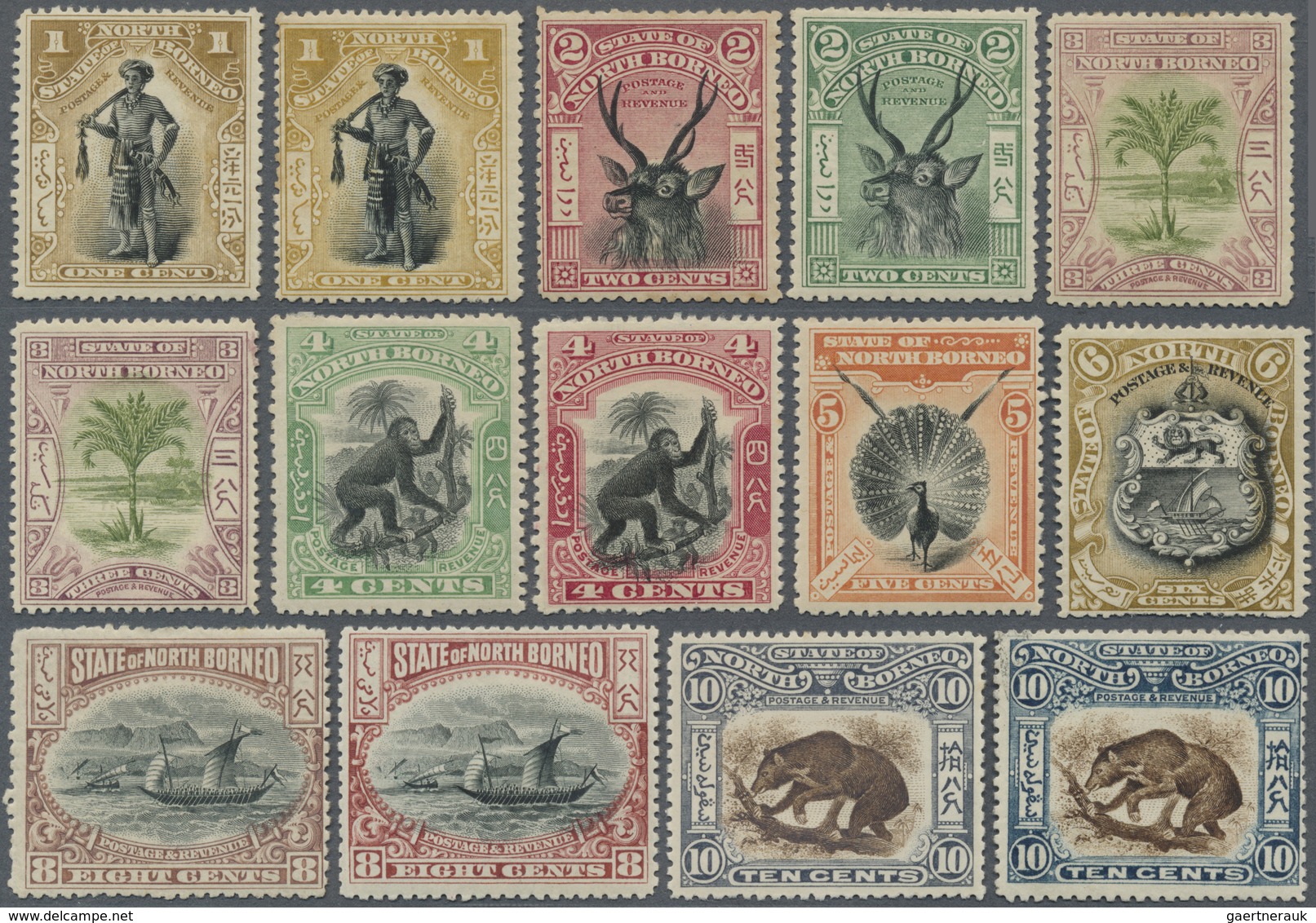 * Nordborneo: 1897/1902, Pictorial Definitives Set Of 20 Incl. All Different Colours And The Two Corre - North Borneo (...-1963)