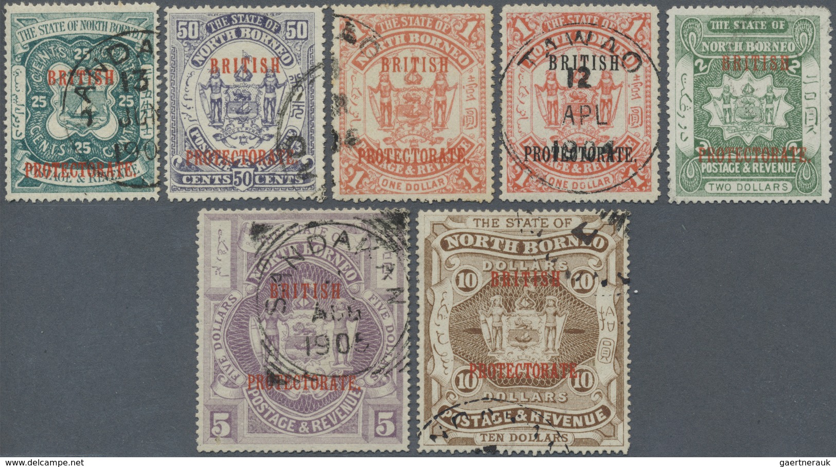 O Nordborneo: 1901/1905, Pictorial And Coat Of Arms Definitives Optd. 'BRITISH PROTECTORATE' Complete - Noord Borneo (...-1963)