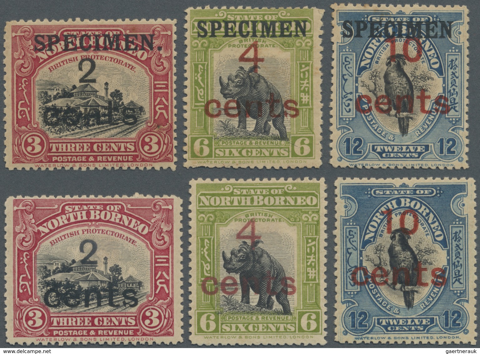 * Nordborneo: 1916, Pictorial Definitives Set Of Three With 2c. On 3c., 4c. On 6c. And 10c. On 12c. An - North Borneo (...-1963)