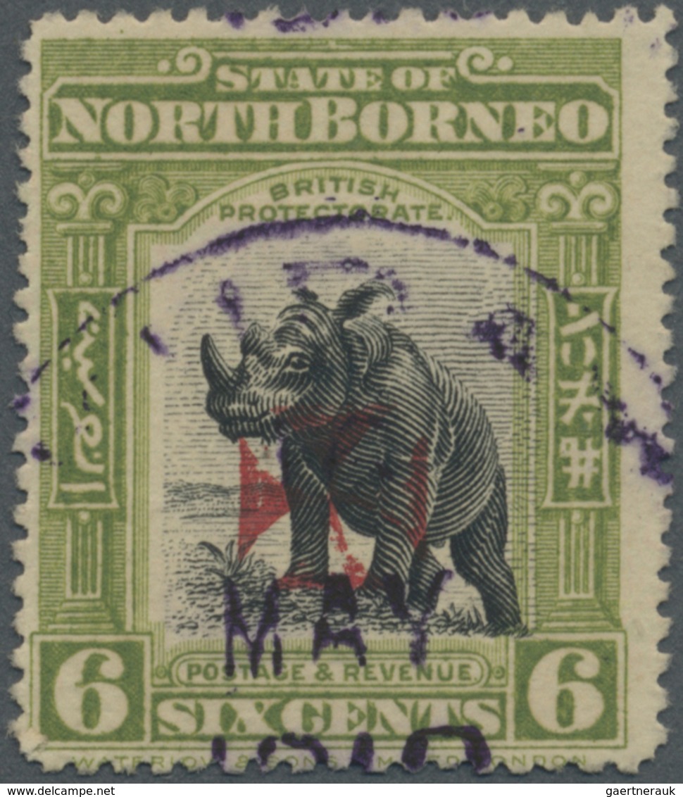 O Nordborneo: 1916, Pictorial Definitive 6c. 'Sumatran Rhinoceros' With CROSS Opt. In Carmine (matt In - North Borneo (...-1963)