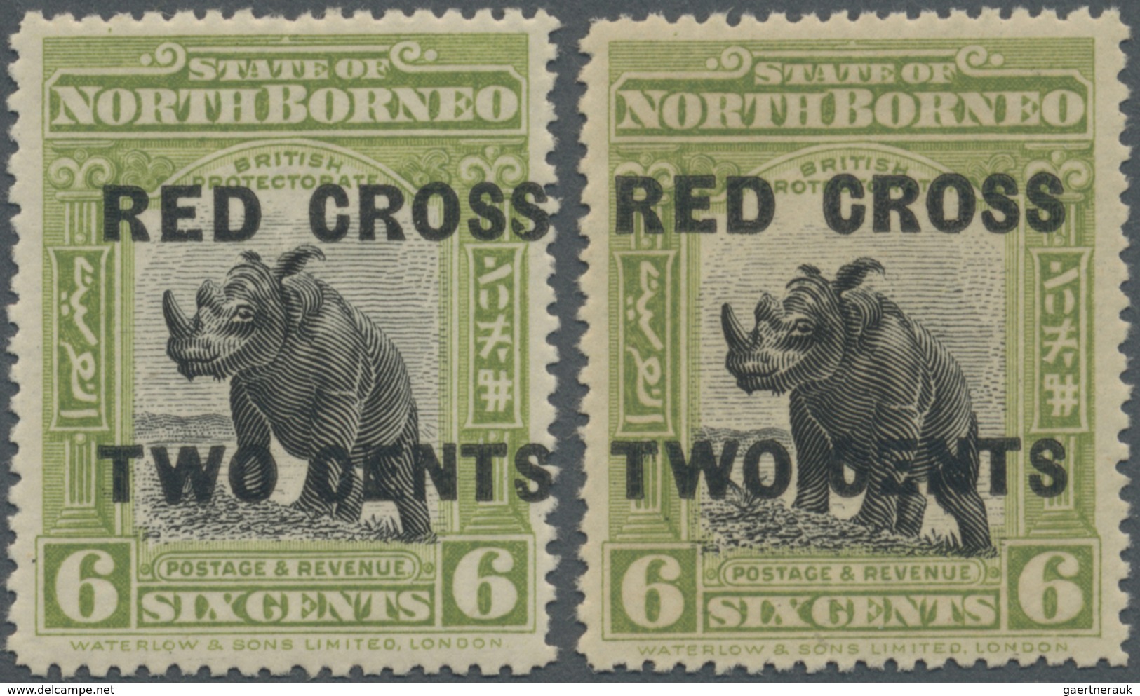 * Nordborneo: 1918, Pictorial Definitive 6c. 'Sumatran Rhinoceros' In Olive-green And Apple-green Optd - Noord Borneo (...-1963)