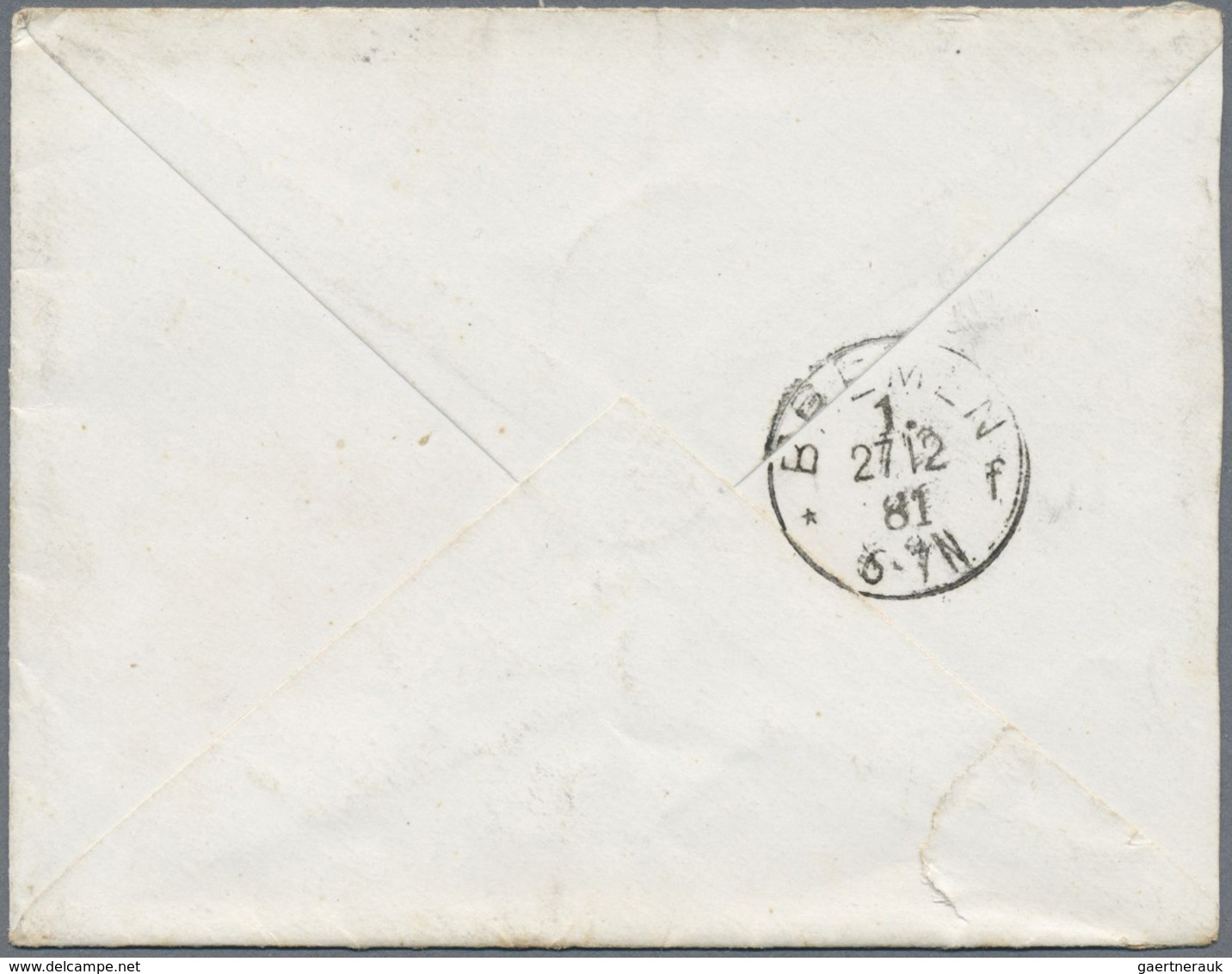 Br Singapur: 1881 Cover From Singapore To Bremen, Germany 'via Naples' Franked By 1867 8c. Orange With - Singapore (...-1959)