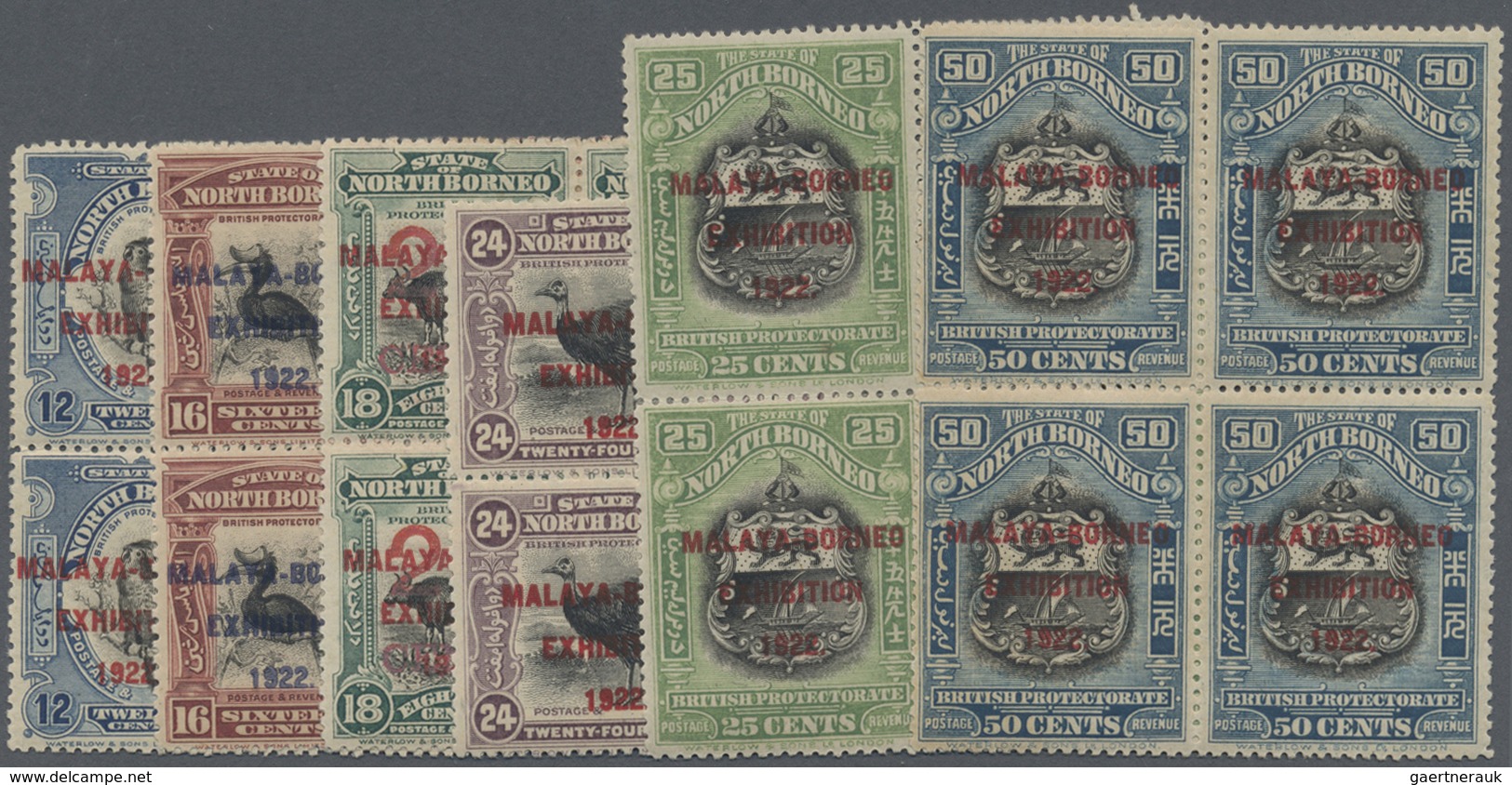 */** Nordborneo: 1922, Malaya-Borneo Exhibition Complete Set Of 14 In Blocks Of Four, Mint Lightly Hinged - Noord Borneo (...-1963)