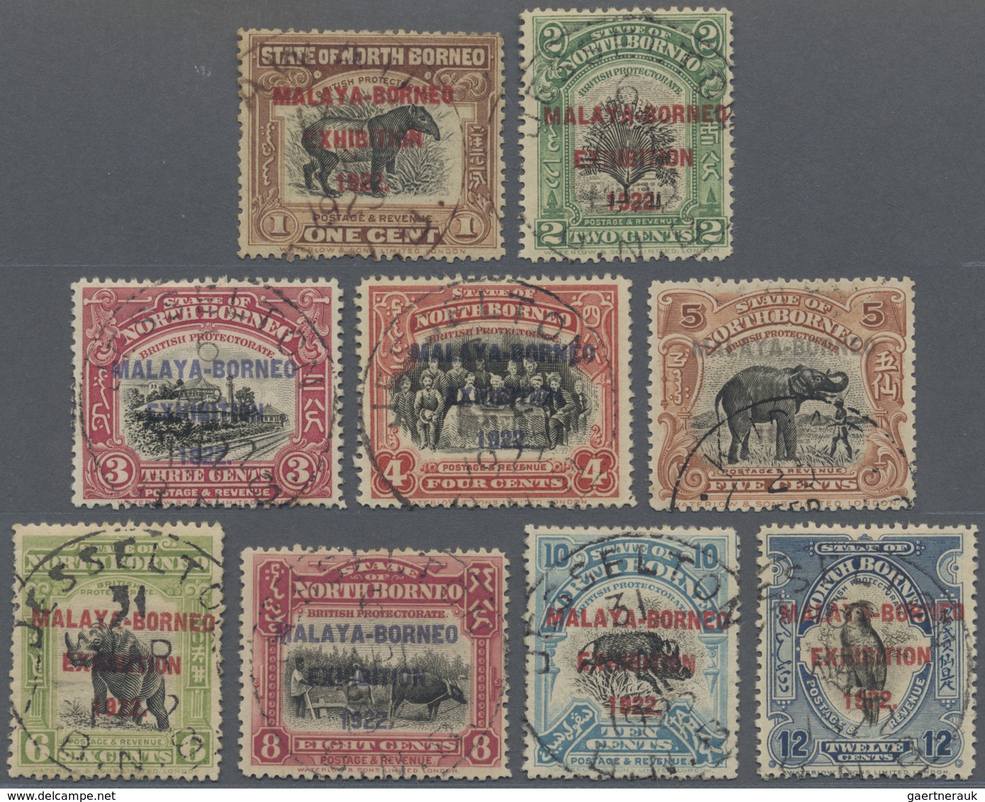 O Nordborneo: 1922, Malaya-Borneo Exhibition Complete Set Of 14 And Additional 20 On 18c. With Red Opt - North Borneo (...-1963)