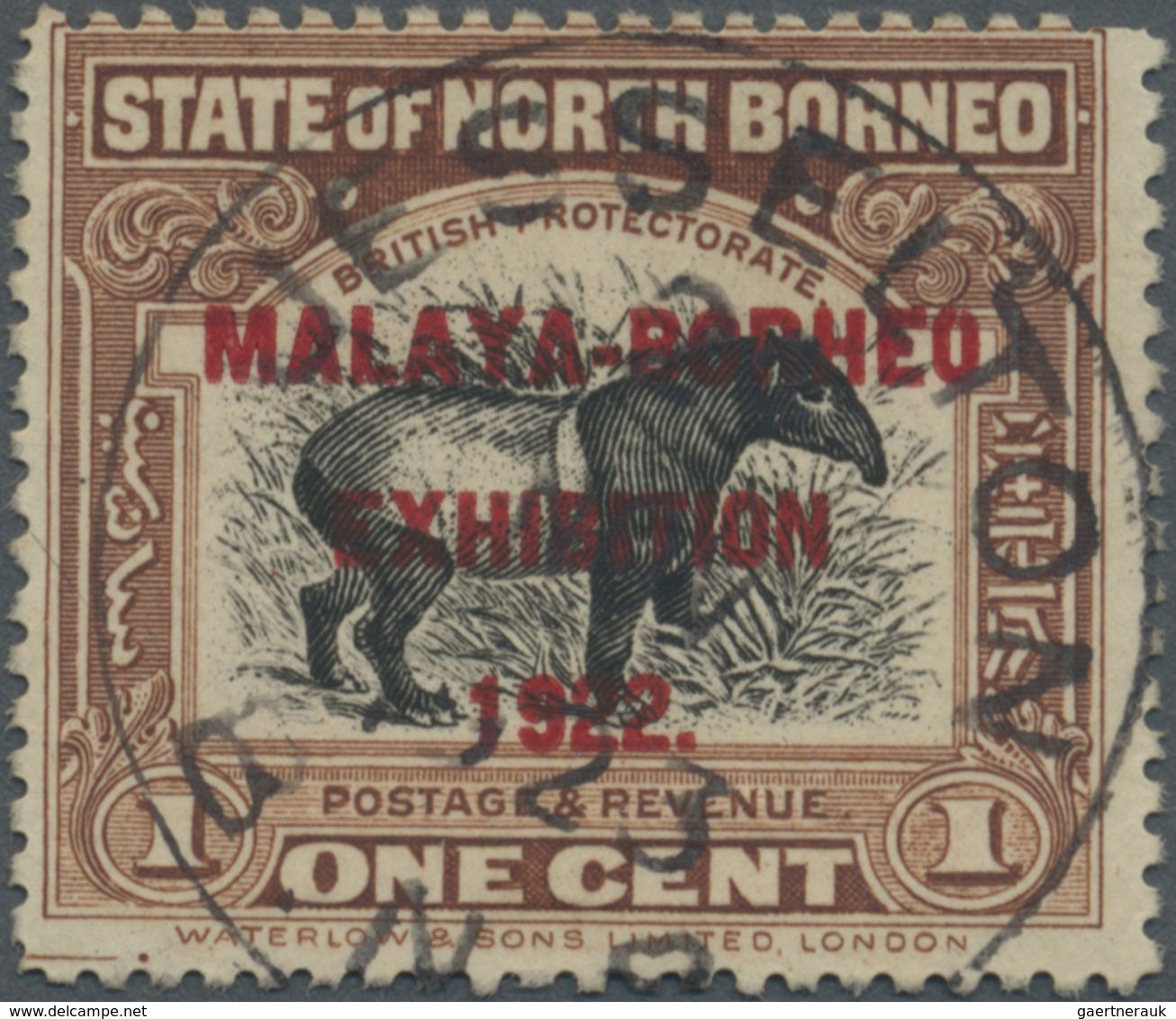 O Nordborneo: 1922, Malaya-Borneo Exhibition 1c. 'Malayan Tapir' With Opt. Variety 'BORHEO' Fine Used - North Borneo (...-1963)