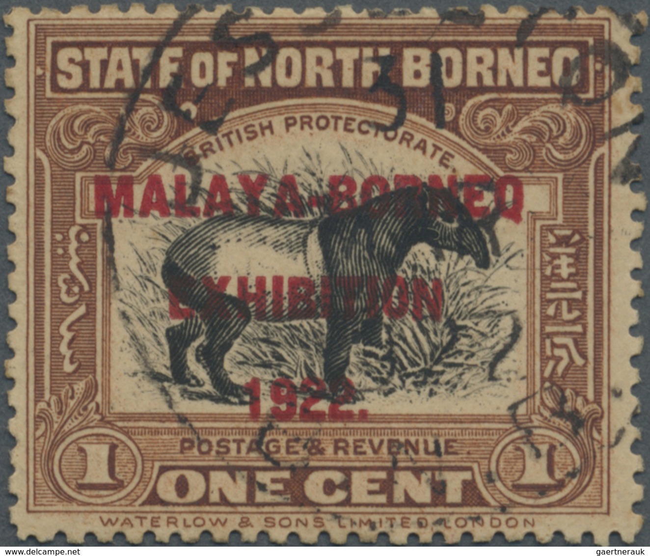 O Nordborneo: 1922, Malaya-Borneo Exhibition 1c. 'Malayan Tapir' With Opt. Variety 'BORNEQ' Fine Used - North Borneo (...-1963)