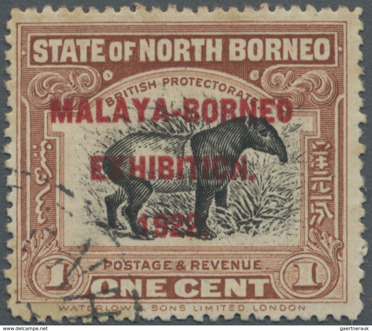O Nordborneo: 1922, Malaya-Borneo Exhibition 1c. 'Malayan Tapir' Perf. 14½-15 With Opt. Variety 'EXHIB - Noord Borneo (...-1963)