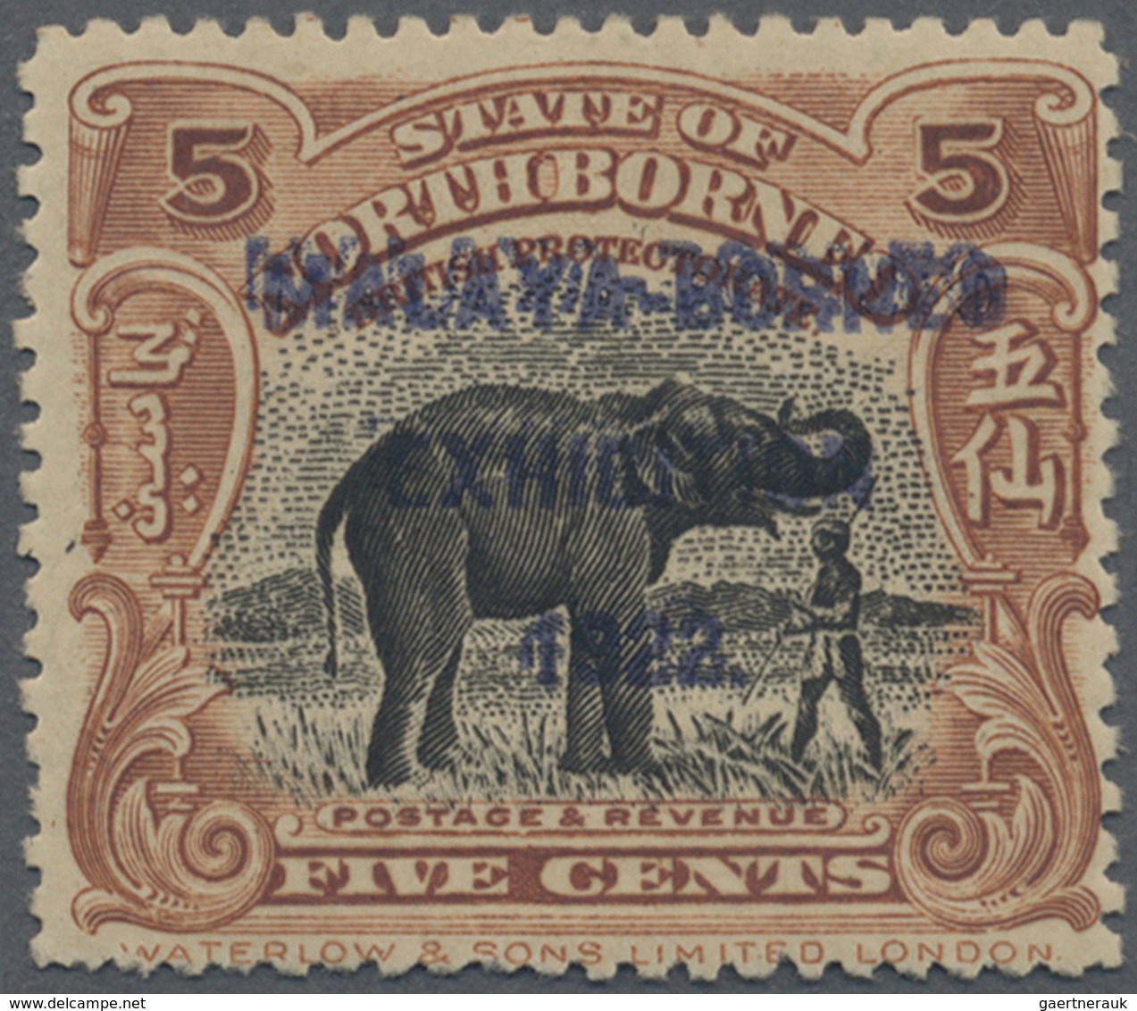 * Nordborneo: 1922, Malaya-Borneo Exhibition 5c. 'Indian Elephant' With DOUBLE Opt. 'MALAYA-BORNEO EXH - Noord Borneo (...-1963)