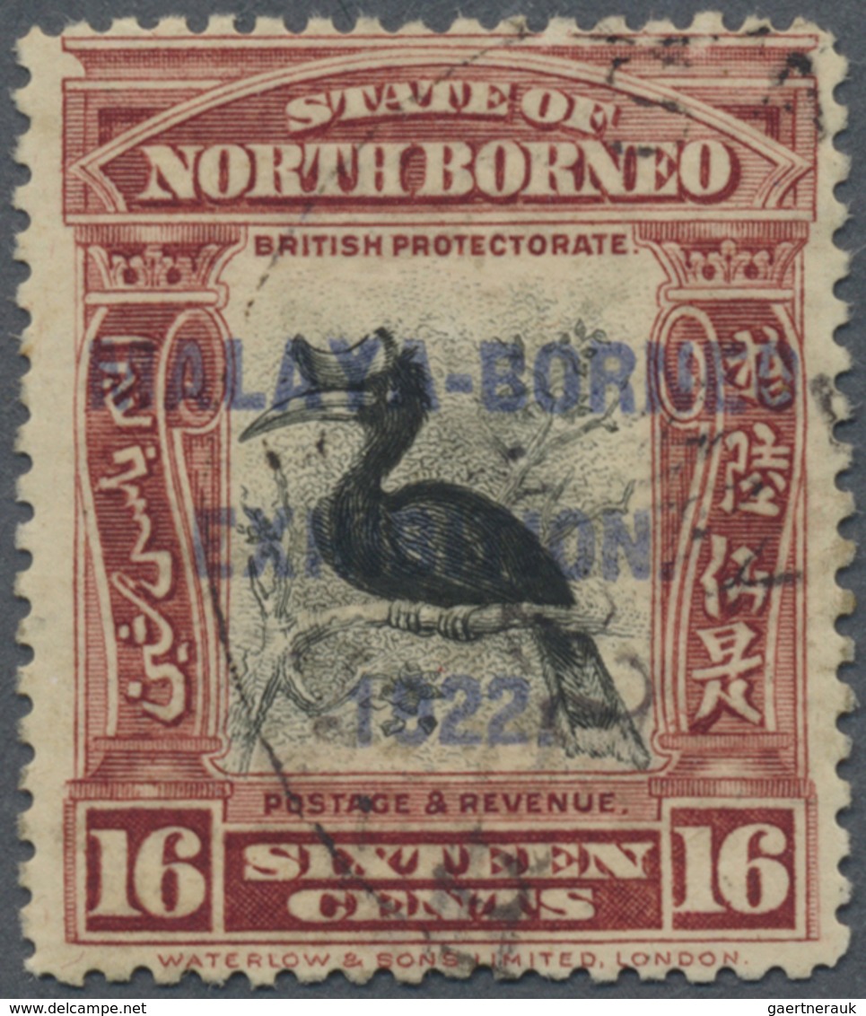 O Nordborneo: 1922, Malaya-Borneo Exhibition 16c. 'Rhinoceros Hornbill' With Opt. Variety 'Stop After - North Borneo (...-1963)