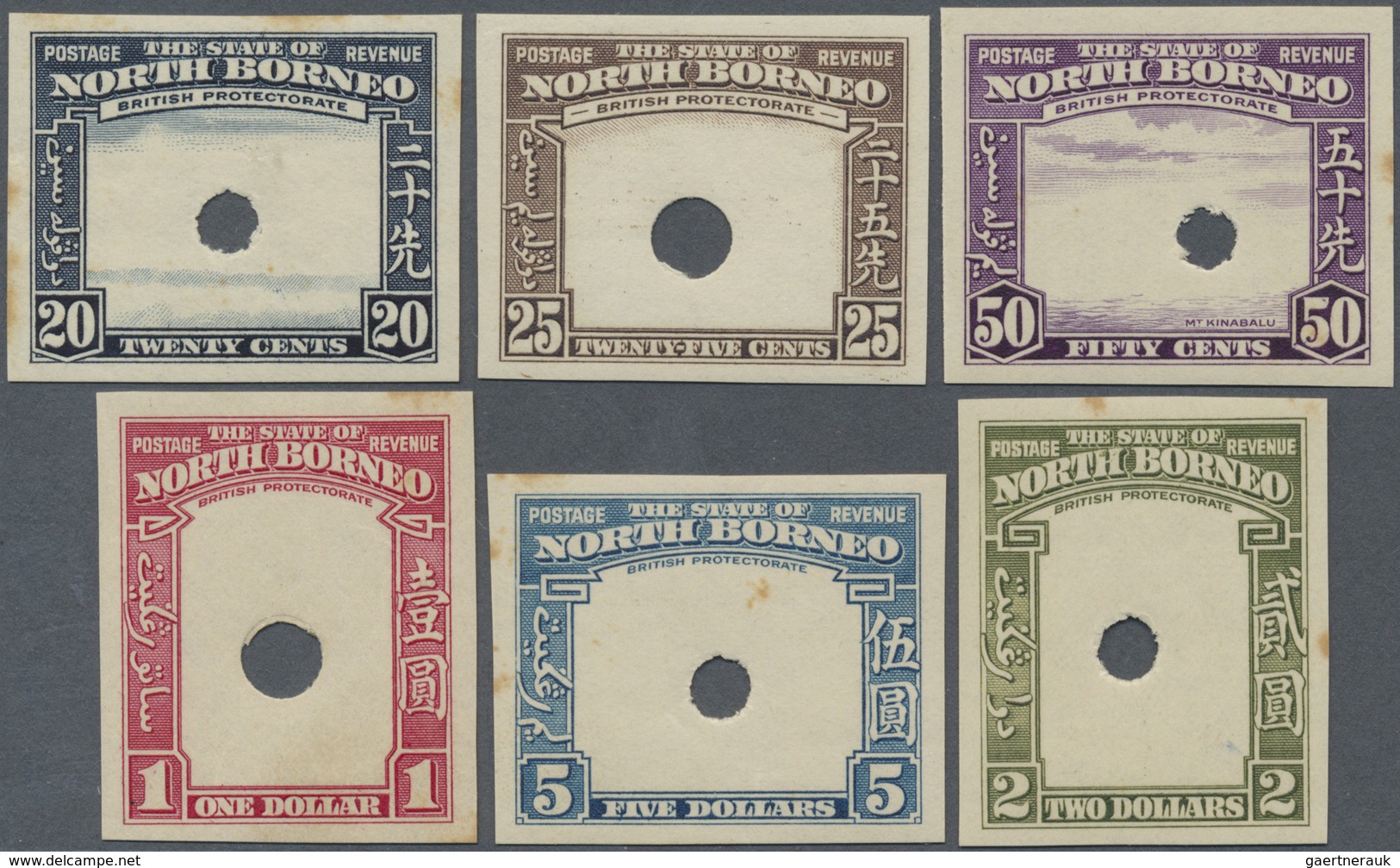* Nordborneo: 1939, Pictorial And Coat Of Arms Definitives Set Of 14 (no 8c.) In Imperf. PLATE PROOFS - Noord Borneo (...-1963)