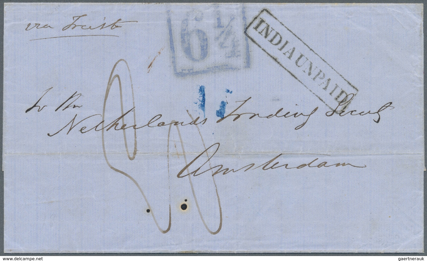 Br Singapur: 1858. Stampless Envelope Written From Singapore Dated '23rd Feb 1858' Addressed To The 'Ne - Singapore (...-1959)