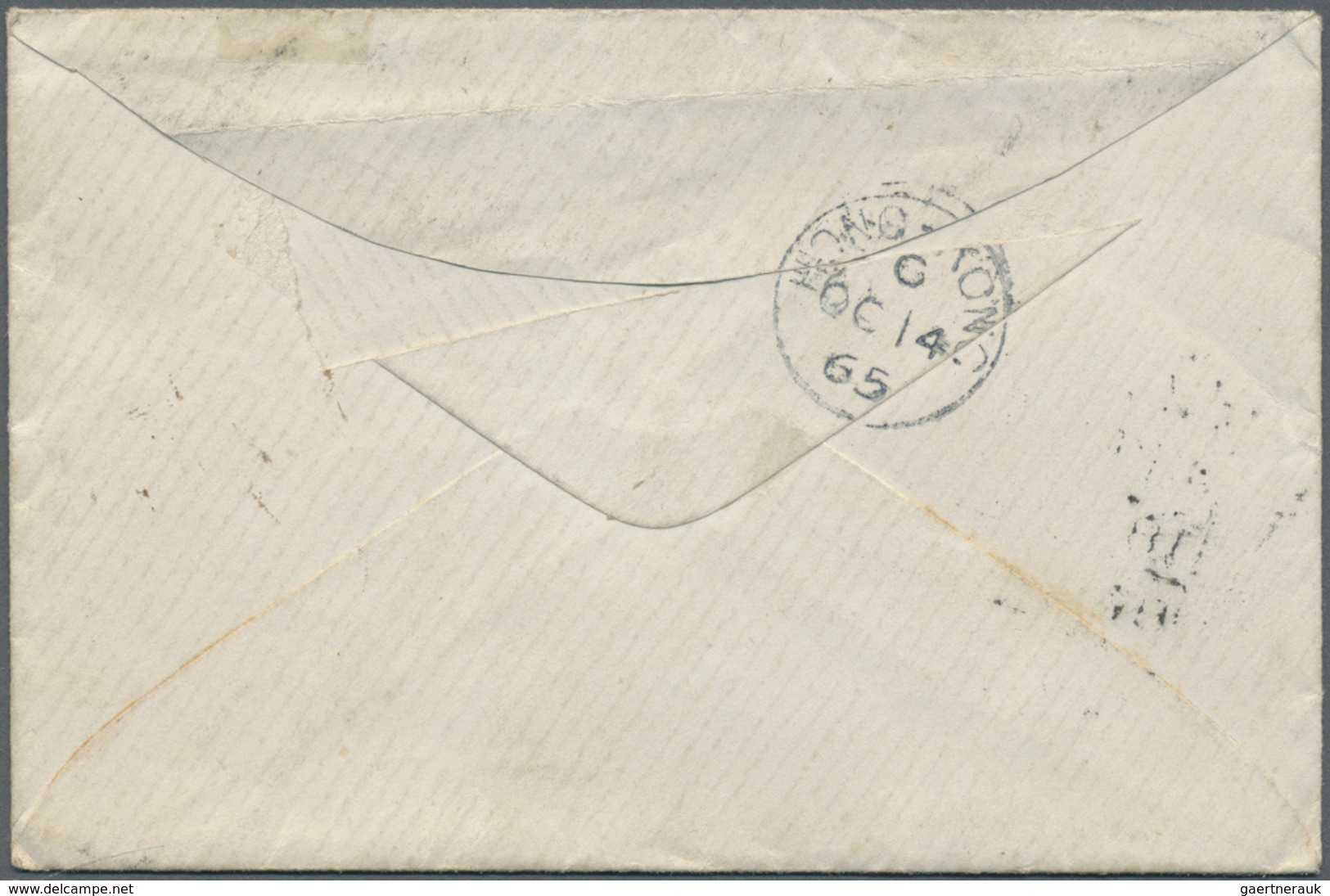 Br Singapur: 1865. Stampless Envelope Addressed To Yokohama, Japan Cancelled By Hong Kong/C Date Stamp - Singapore (...-1959)