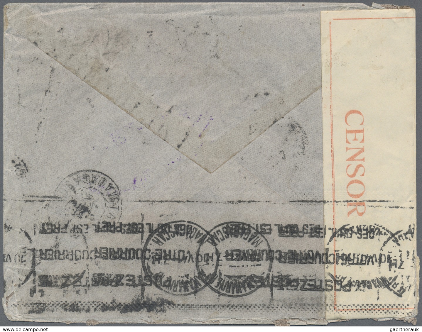 Br Singapur: 1940. Air Mail Envelope Addressed To Madagascar Bearing Lndo-China SG 175, 5c Purple And S - Singapore (...-1959)