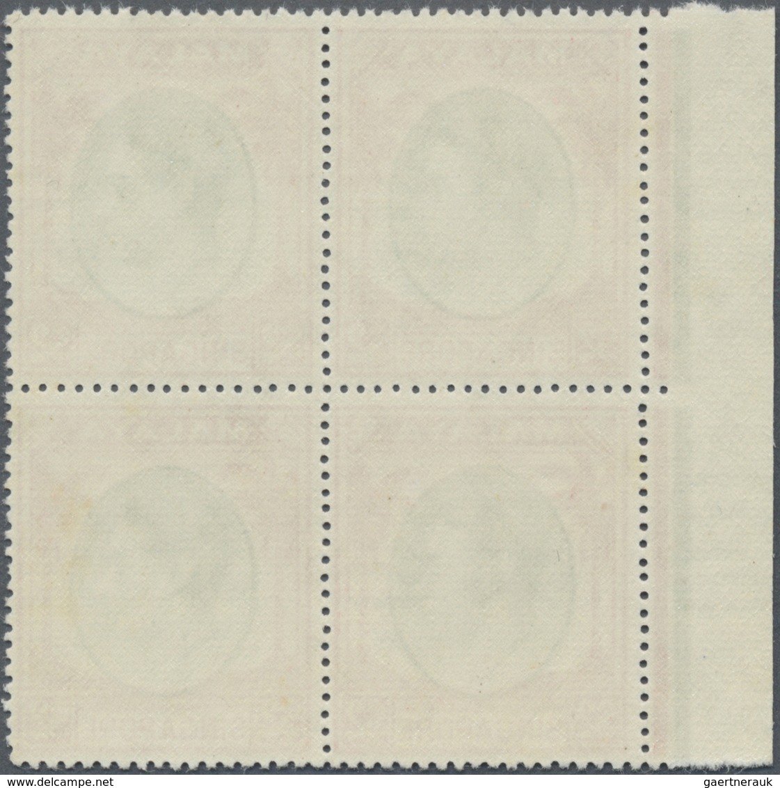 ** Singapur: 1951, KGVI Definitive $2 Green/scarlet Perf. 17½ X 18 Block Of Four From Left Margin, Mint - Singapore (...-1959)