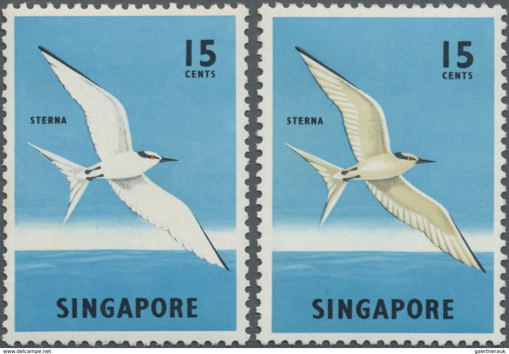 ** Singapur: 1966, Definitive Issue 15c. 'Black-naped Tern' With STONE OMITTED (shading In Wings), Mint - Singapore (...-1959)