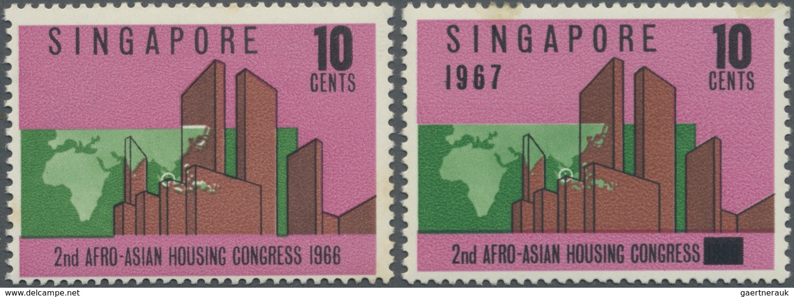 ** Singapur: 1967, 2nd Afro-Asian Housing Congress 10c. With OVERPRINT (over Wrong Year Date) OMITTED, - Singapore (...-1959)