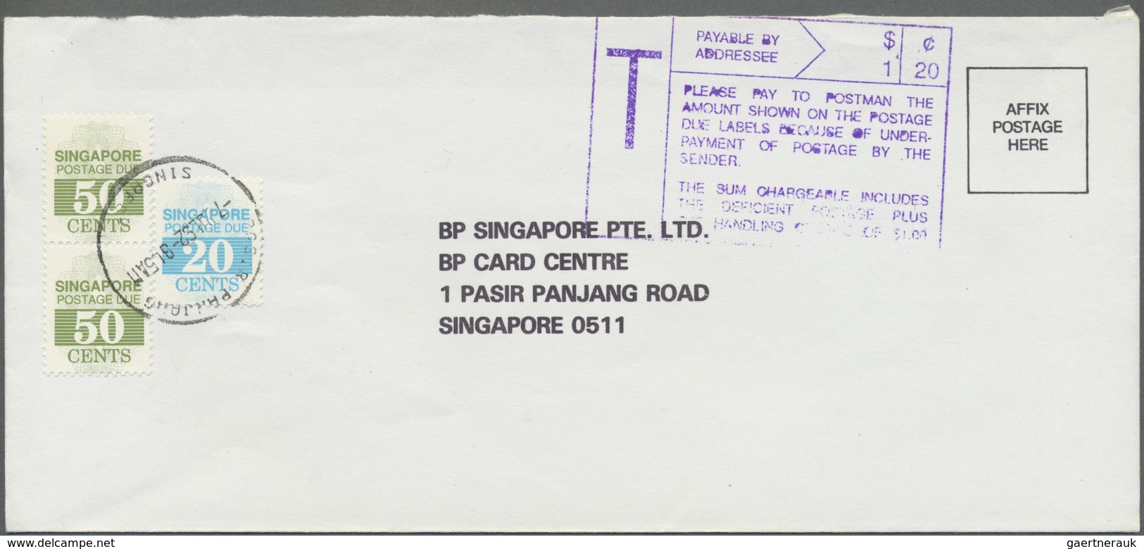 Br Singapur - Portomarken: 1991, Postage Dues On 9 Unpaid Covers From BP Singapore Correspondence, Diff - Singapore (1959-...)