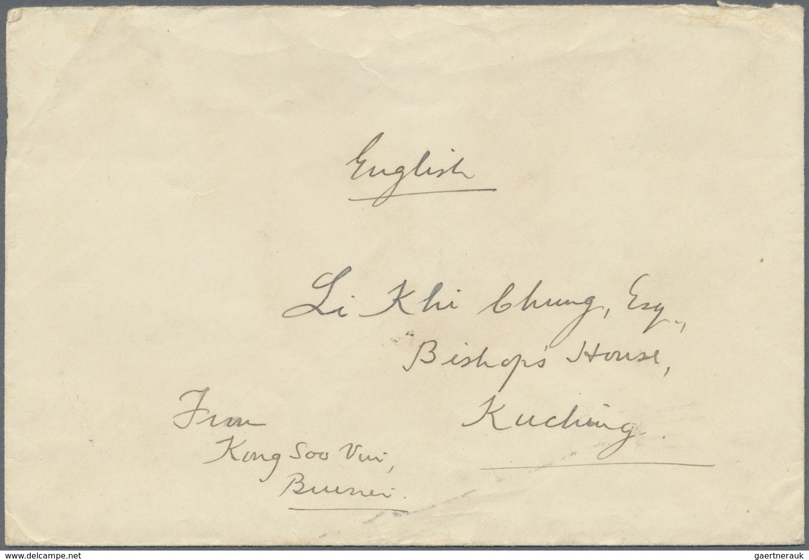 Br Brunei: 1941, Letter Addressed To Kuching Franked 8c On Reverse Tied By BRUNEI Datestamp With LABUAN - Brunei (1984-...)