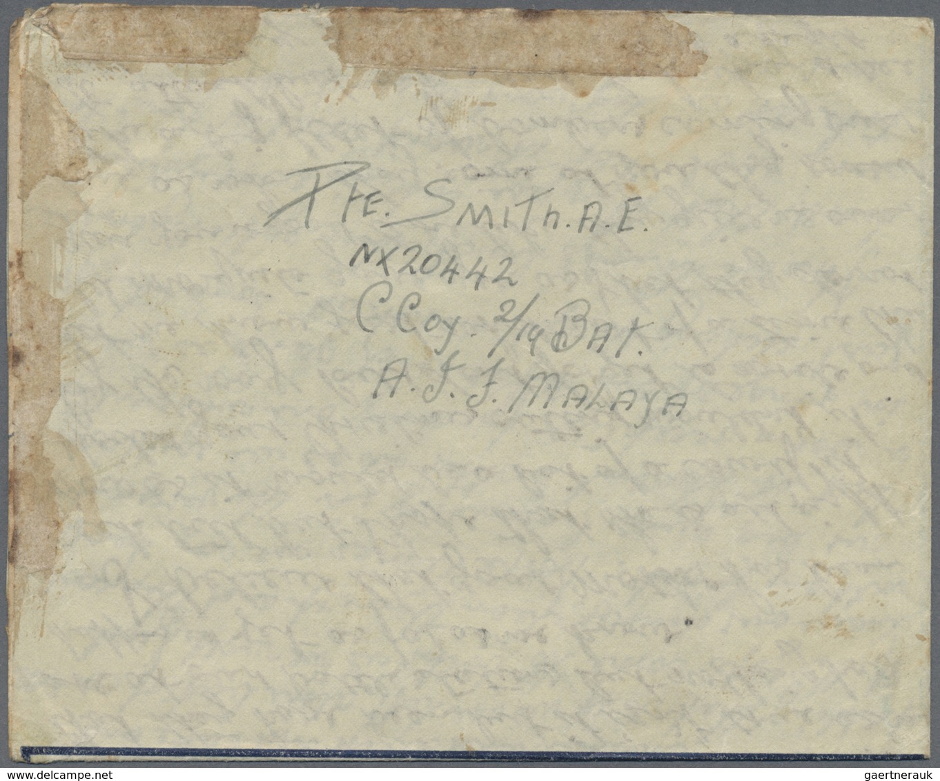 GA Malaiische Staaten - Straits Settlements: 1941, Airmail Stationery Sent, Without Stamp, By Field Pos - Straits Settlements