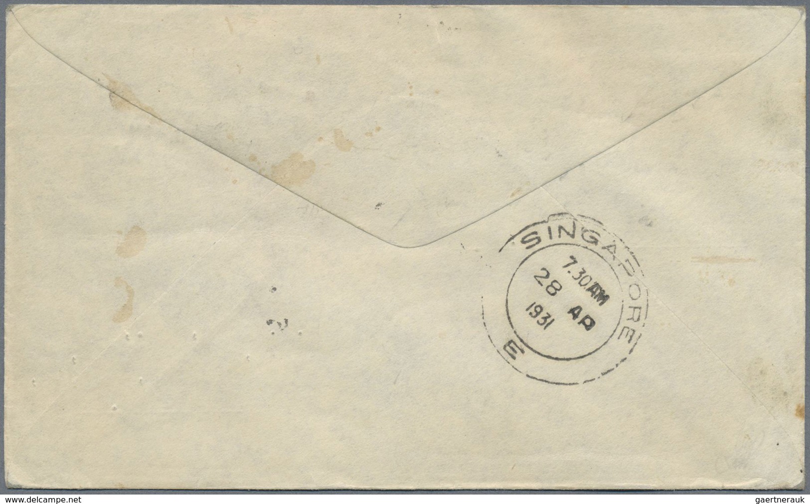 Br Malaiischer Staatenbund: 1931, (Apr. 27.) Kuala Lumpur - UK Via Singapore, Airmail Cover Carried On - Federated Malay States