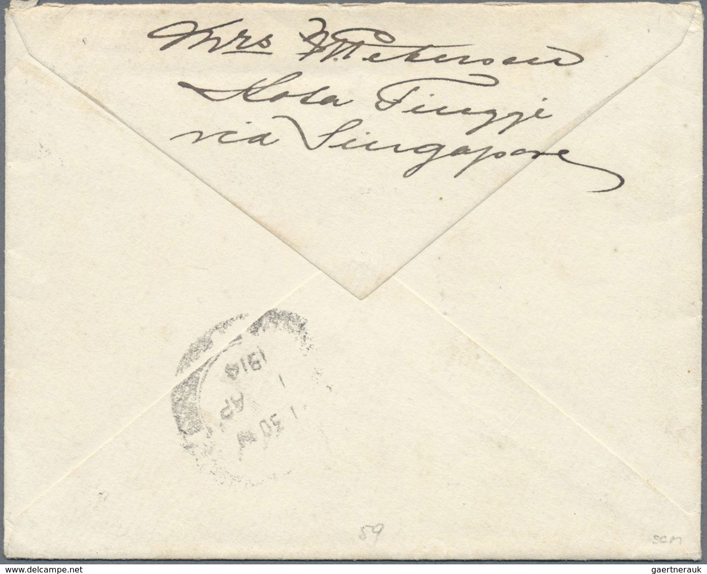 Br Malaiische Staaten - Johor: 1914, Cover Bearing 8 C With KOTA TINGGI Cds Addressed To Denmark. - Johore