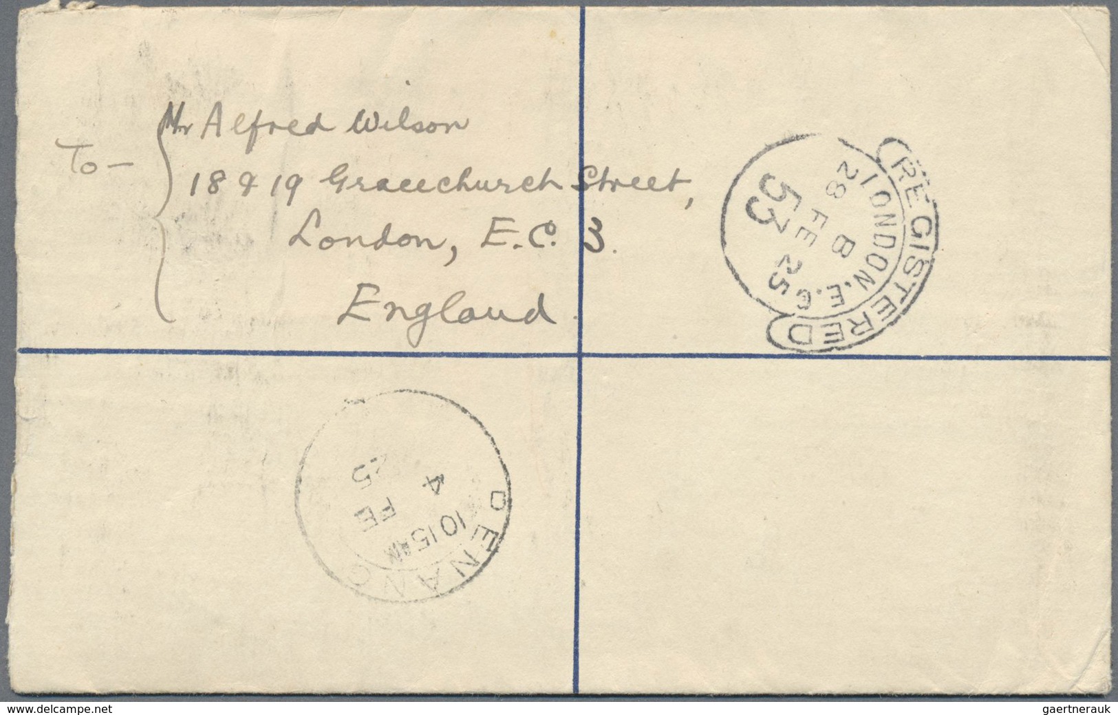 GA Malaiische Staaten - Kedah: 1925, 1c. Black (4) And 4c. Carmine Uprating A Registered Stationery Env - Kedah