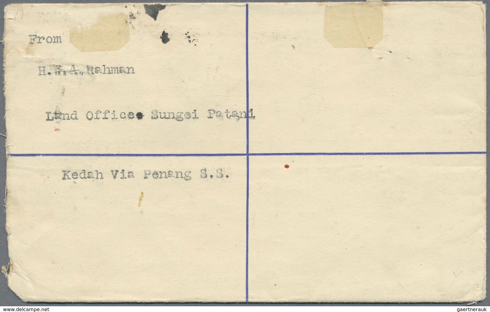 GA Malaiische Staaten - Kedah: 1930 (25. March), Registered Letter To The U.K. Via Penang. Franked 21ct - Kedah