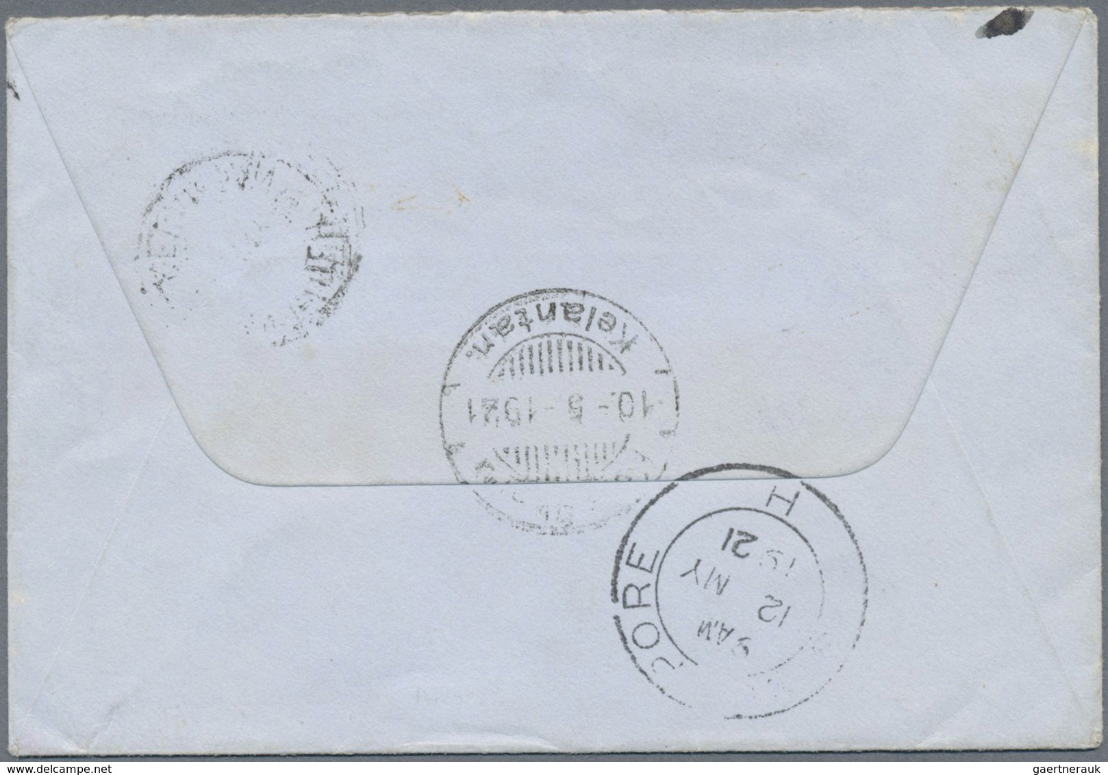 Br Malaiische Staaten - Kelantan: 1921, 4c. Black/red, Single Franking On Cover From "PASIR PUTEH 9 MY - Kelantan