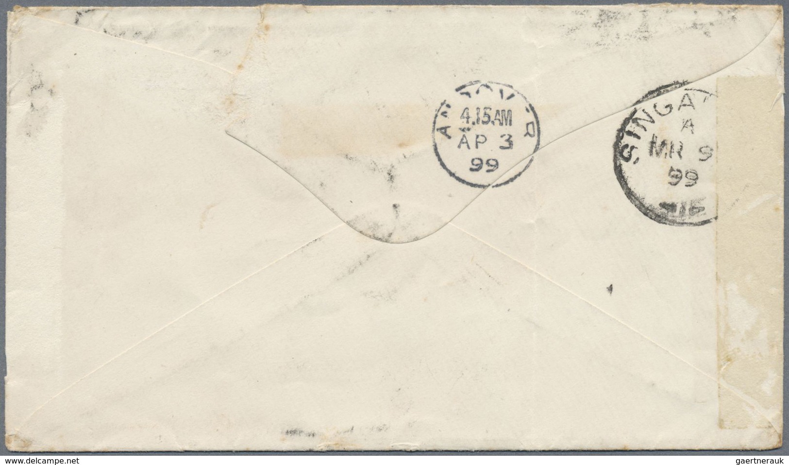 Br Malaiische Staaten - Malakka: 1899, 4 Cents On 8c. Ultramarine, Single Franking On Cover From "MALAC - Malacca