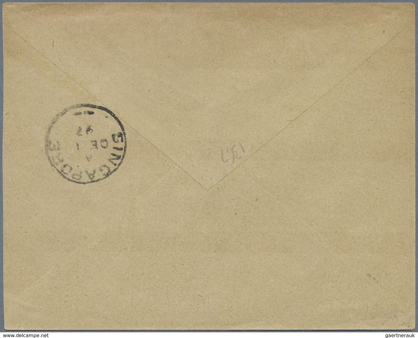 Br Malaiische Staaten - Pahang: 1897, Attractive Franking On Cover From "PAHANG 25 NO 97" To Singapore - Pahang