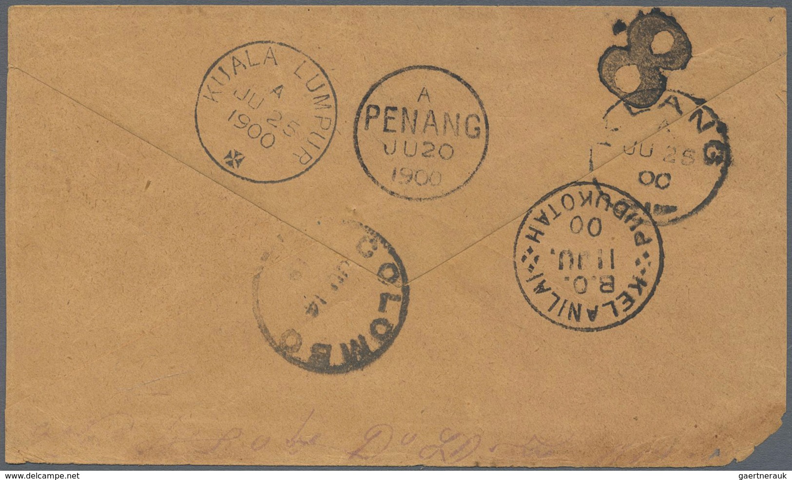 Br Malaiische Staaten - Penang: 1900, Incoming Unpaid Cover (corner Fault) From "KELANILA/PUDUKOTAH 11 - Penang
