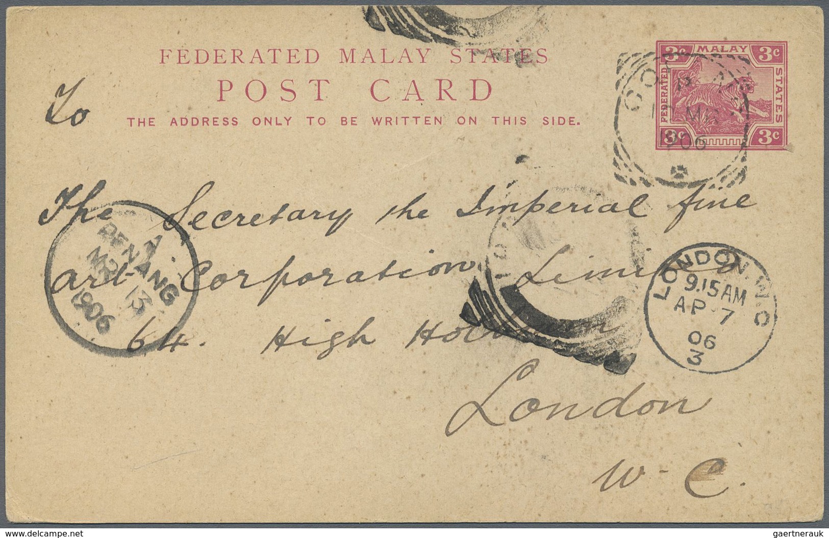 GA Malaiische Staaten - Perak: 1906, Stationery Card 3c. Carmine Commercially Used With Full Message Fr - Perak