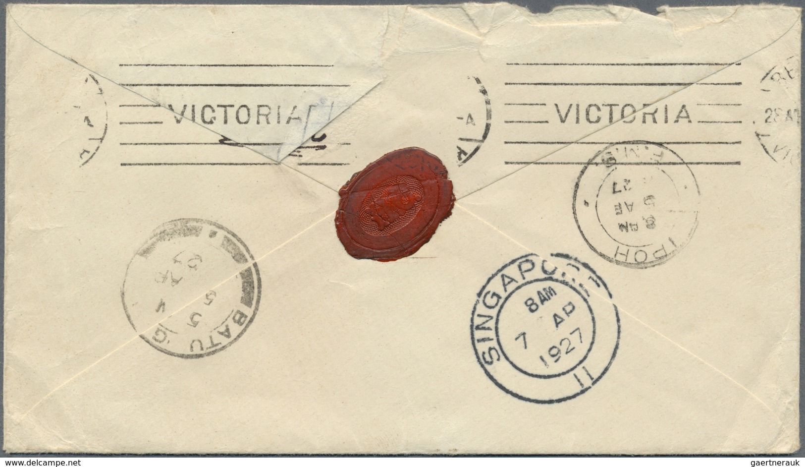 Br Malaiische Staaten - Perak: 1927, 6c. Orange, Single Franking On Cover Oblit. By Oval Rubber Mark "T - Perak